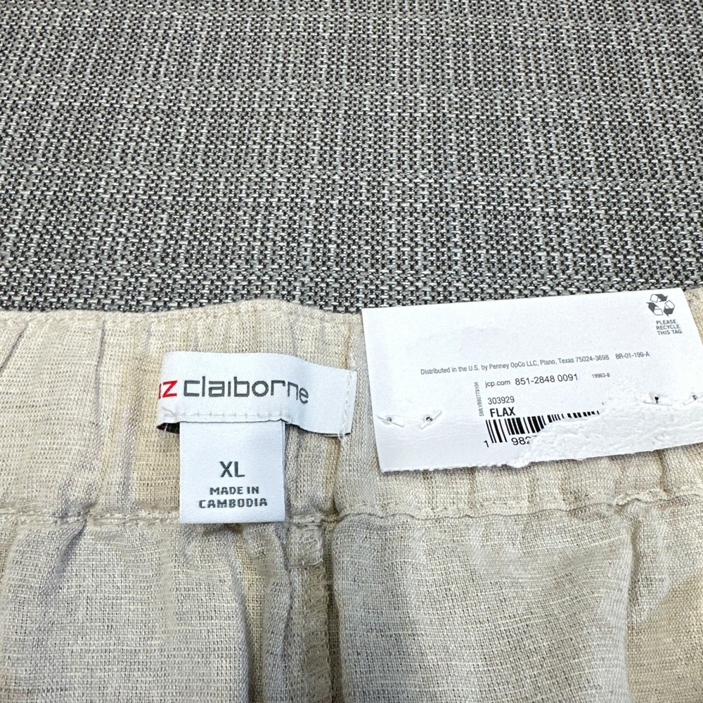 New‎ Liz Claiborne Wide Leg Crop Pants XL Flax Linen Coastal Pull On Pockets - Picture 2 of 11